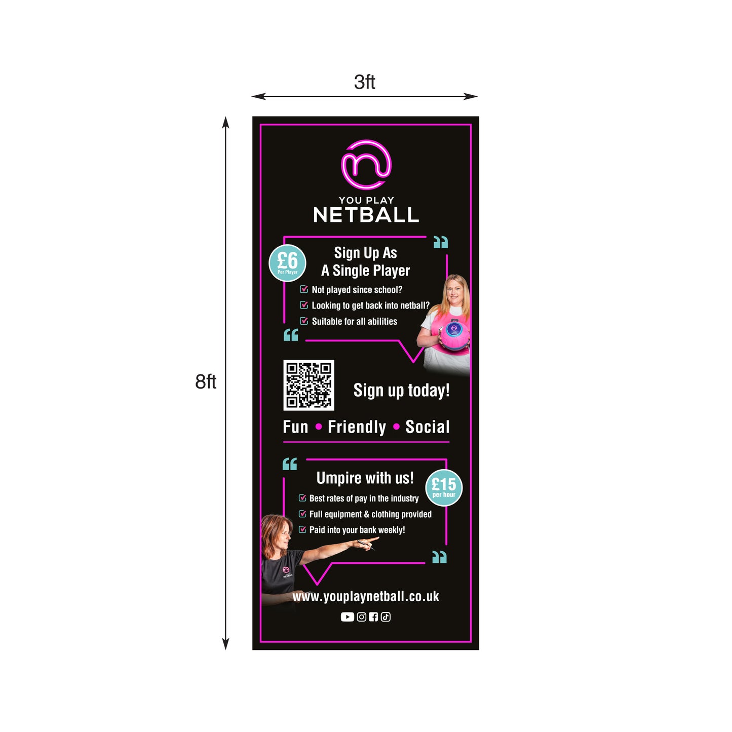 You Play Netball Pop Up Banner 8ft x 3ft